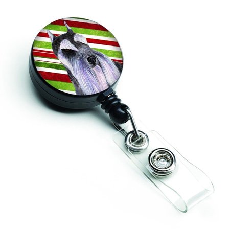 CAROLINES TREASURES Schnauzer Candy Cane Holiday Christmas Retractable Badge Reel SS4546BR